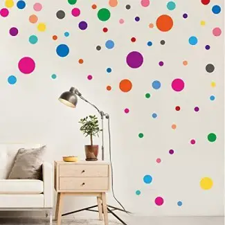  PARLAIM Adhesivos de pared para sala de estar de dormitorio, Vinilos decorativos de lunares para niños y niñas (multicolor, 130 círculos) 