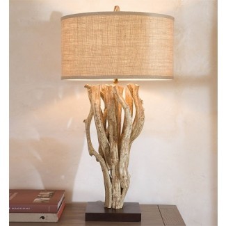 lámpara de mesa de madera flotante de Pottery Barn | Modern Home Decor 