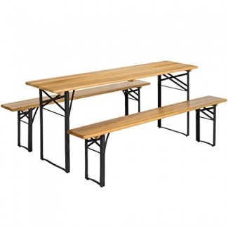  Best Choice Products VD-2837OP Productos Juego de mesa de picnic plegable portátil de 3 piezas con tablero de madera, marrón / negro 