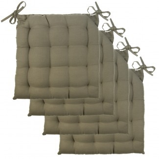  Juego de almohadillas para silla de 4 piezas Asiento acolchado de lona de algodón suave con mechones 