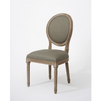  Versalles vintage silla de comedor redonda de lino y roble ... 