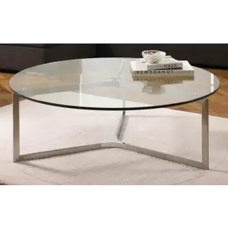  Mesa de centro circular con tapa de cristal | Ideas de diseño de mesa de café 