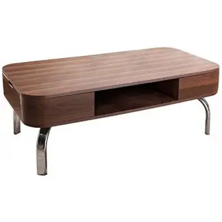  ioHOMES Luxer Coffee Table with Drawers, Walnut 