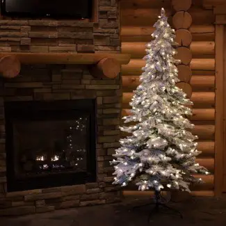  Árbol de Navidad artificial de abeto blanco alpino con luces blancas claras 
