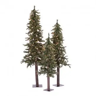  Árbol de navidad artificial de pino verde alpino natural con 500 luces claras 