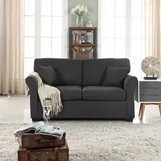  Loveseat clásico y tradicional de tela de lino ultra cómodo - Sofá de tela de sala de estar 
