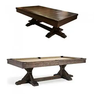  Mesa de billar Plank & Hide Thomas con mesa de comedor - Mesa de billar de pizarra de 8 'con accesorios premium 