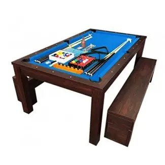  simba usa 7Ft Pool Table Billiard Blue se convirtió en una mesa de comedor con bancos - m. Rich Blue 
