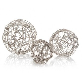  Juego de escultura de 3 piezas de bola de alambre de níquel 