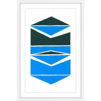  Impresión de pintura acrílica enmarcada 'Triángulos en triángulos' 