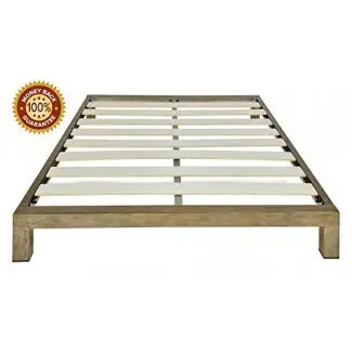  Estructura de cama de plataforma de metal Stella - Acabado moderno - Listones duraderos - Dorado 