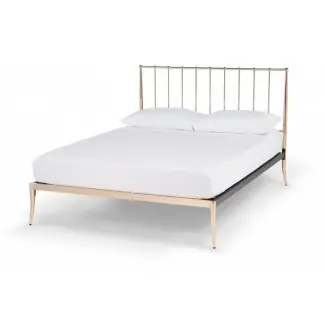 Marco de cama de metal doble de oro rosa pequeño Serene Saturn de 4 pies 