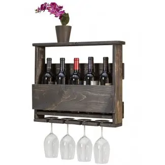  Estante para vino montado en la pared de 4 botellas Bernon 