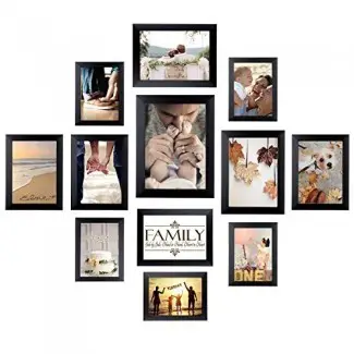  Homemaxs Paquete de 12 marcos de fotos Collage Photo Frames Kit de galería de pared para pared y hogar, uno de 8x10 in, cuatro de 5x7 in, cinco de 4x6 in, dos de 6x8 en negro 