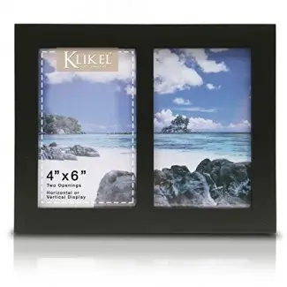  Klikel Photo Collage Frame | Marco de pared de madera negra | 2 aperturas - 4x6 fotos | Marco decorativo familiar 