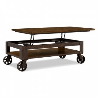  Gran mesa de centro rectangular de madera marrón oscuro con ... 