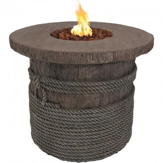  Velasco Rope and Barrel Polyresin Propane Fire Pit Table 