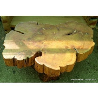  Gran mesa de centro hecha a mano de tronco de árbol de ciprés, naturalmente único - Log Rústico chileno - Envío internacional gratuito. 