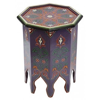  Mesa de madera hecha a mano marroquí Moucharabi Delicada mano pintada de púrpura exquisita 