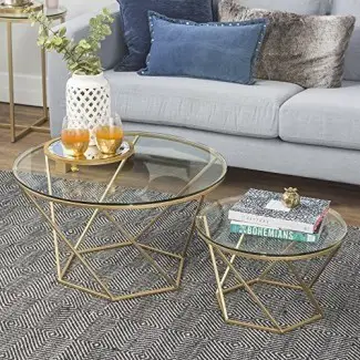  Nuevas mesas de centro con nido de vidrio geométrico en oro 