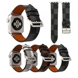  Correa de reloj Clatune Classic Damier Correa de pulsera de cuero con diseño a cuadros Pulsera compatible con Apple Watch Series 4/3/2/1 