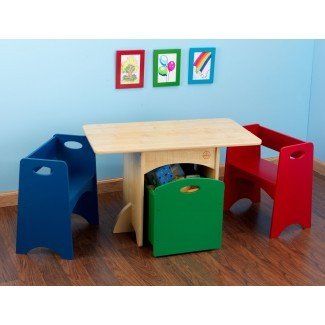  Juego de mesa y silla rectangular para niños de 4 piezas 