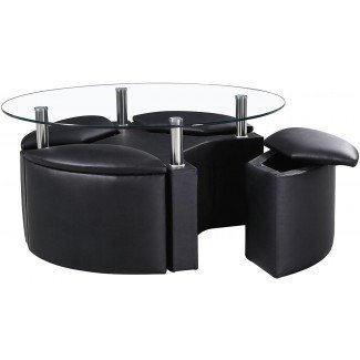  Mesa de centro negra con taburetes | Ideas de diseño de mesa de café 