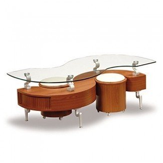  Mesa de centro con forma de S en forma de S de Global Furniture USA y 2 mini taburetes 
