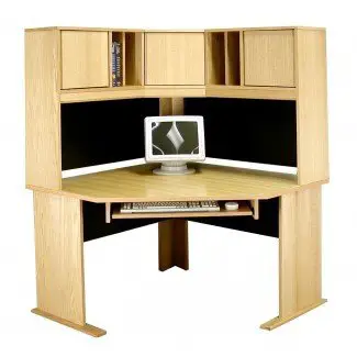  Escritorio modular para computadora con muebles de chapa de madera de roble real con conejera 