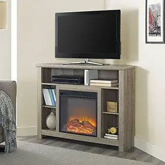  W. Diseños 44 "Wood Corner Highboy Fireplace TV Stand 