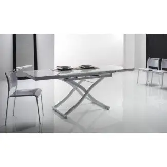  Mesa de centro / mesa de comedor de vidrio convertible 
