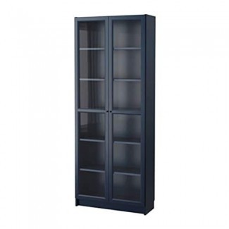  IKEA Billy Librería con puertas de vidrio Azul oscuro 203.238.05 Tamaño 31 1 / 2x11 3 / 4x79 1/2 "