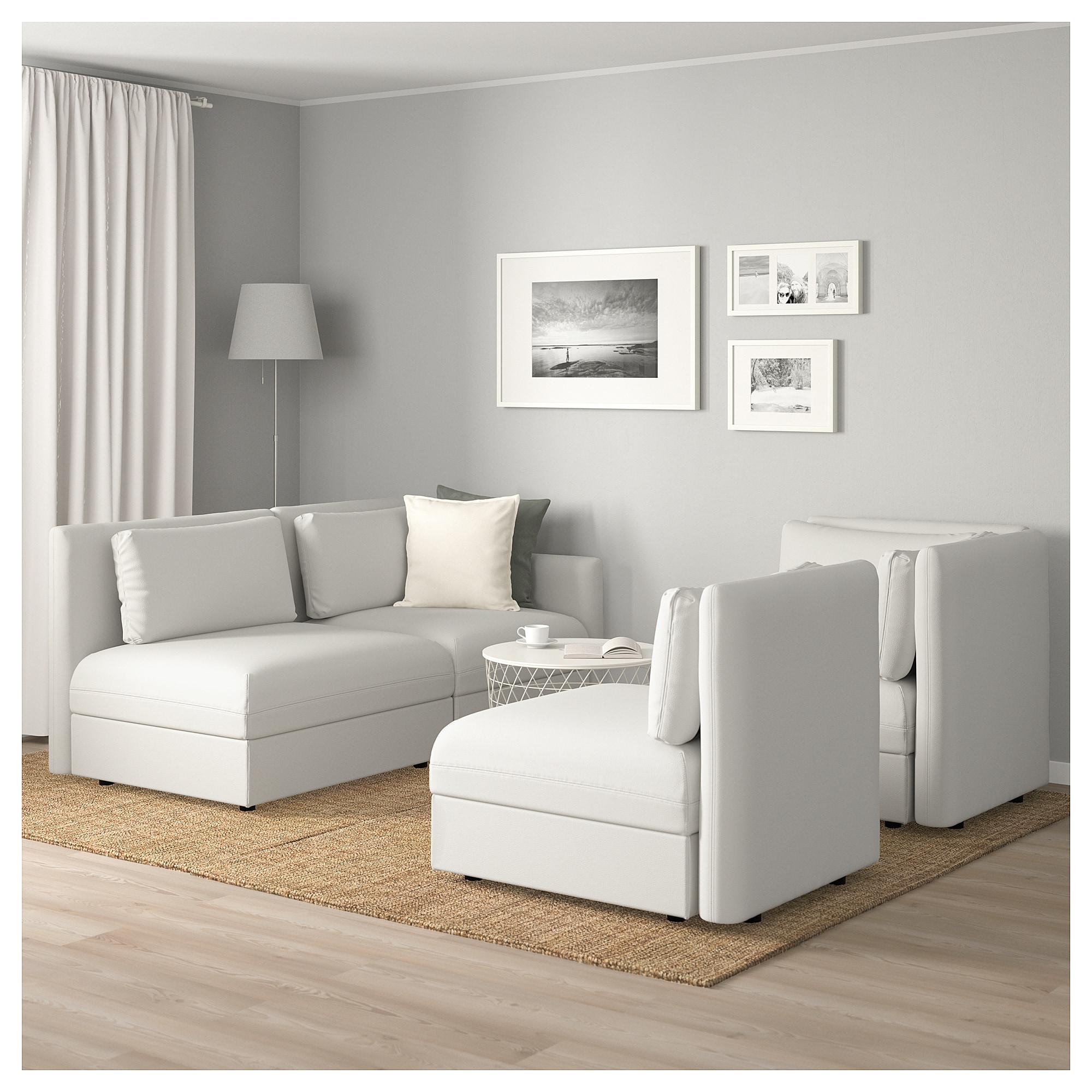 VALLENTUNA Modular corner sofa, 3-seat, with storage/White ...