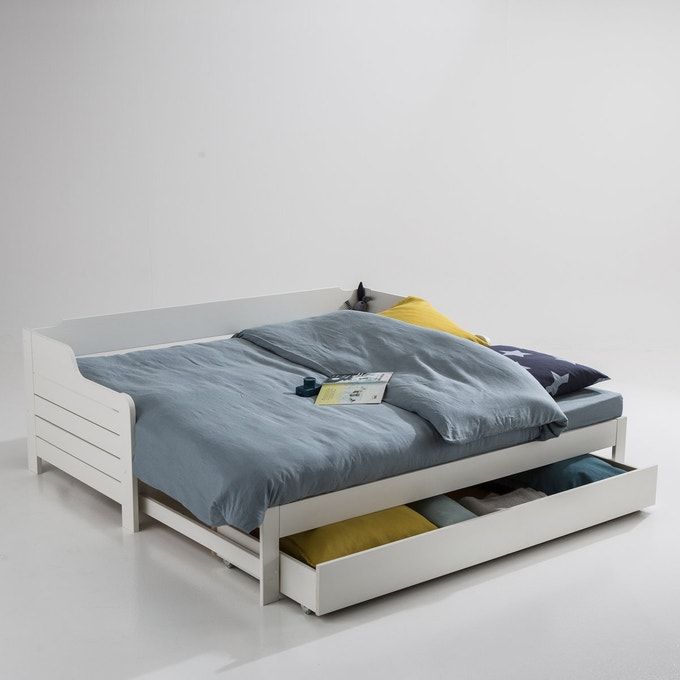 Cama banco extensible, con cajón y somier, grimsby blanco ...