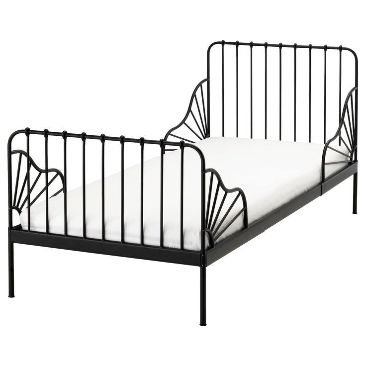 MINNEN Ext bed frame with slatted bed base - black 38 1 ...