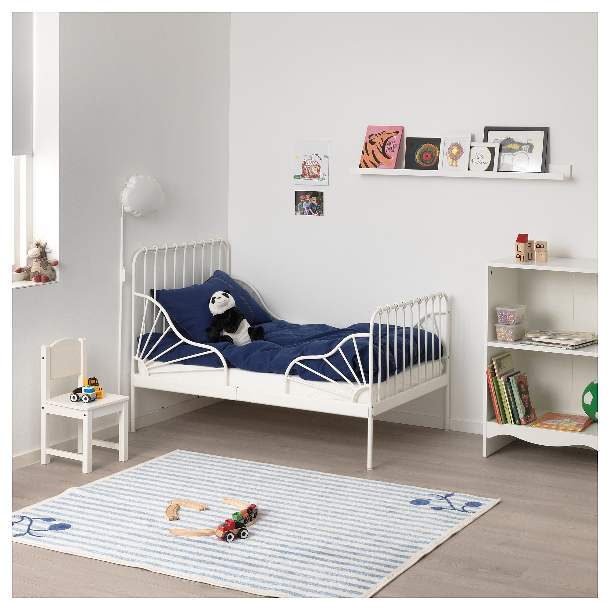 MINNEN Ext bed frame with slatted bed base - white 38 1 ...