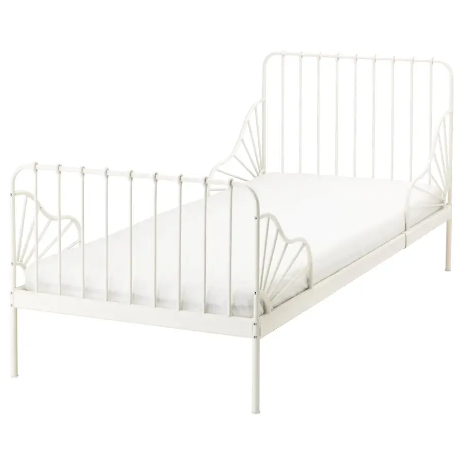 MINNEN Ext bed frame with slatted bed base, white, 38 1 ...
