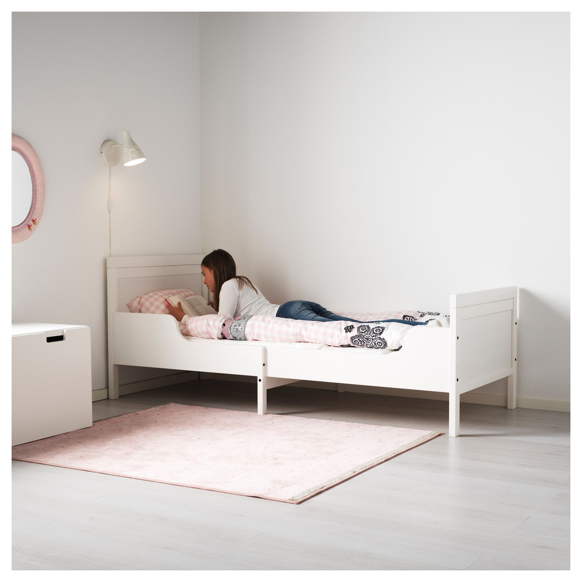 SUNDVIK Ext bed frame with slatted bed base - white 38 1 ...