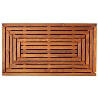  Bare Decor Giza Ducha, Spa, Alfombrilla para puerta en madera de teca sólida y acabado aceitado 35.5 "x 19.75" 
