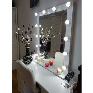  Espejo de maquillaje grande blanco mate de Hollywood Vanity con LED ... 