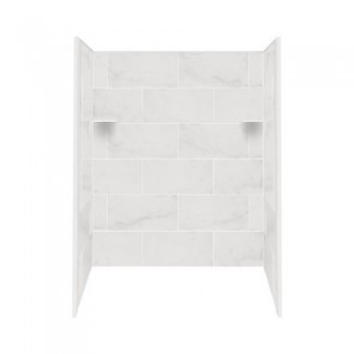  Transolid RBE6026-91 Kit de pared para bañera / ducha de superficie sólida, 32 pulgadas x 60 pulgadas x 60 pulgadas, Carrara blanca 