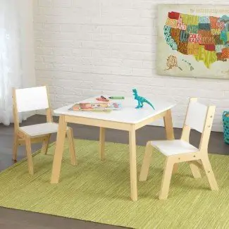  Juego de mesa y silla cuadrada de 3 piezas para niños modernos 