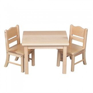  Materiales Montessori: Juego de mesa y silla para muñecas - Natural 