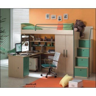  Cama alta de tamaño completo con escritorio y almacenamiento 0 | 