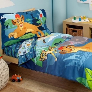  Lion Guard - Prideland Adventure Juego de ropa de cama para niños pequeños de 4 piezas 