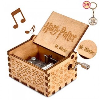  mrwinder Music Box para Hedwig Theme, Merchandise Vintage Classic Wood Hand Crank Tallado mejor regalo para niños, niños, niñas, amigos 