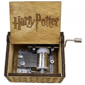  Shmily_B Harry Potter Caja de música de madera grabada a mano Magic Hogwarts Hand Cranked Movement Gift 