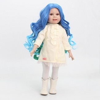  MonkeyJack Fantasy Peluca de cabello rizado de cuero cabelludo de simulación completa para muñecas American Girl 18 '' Accesorio de fabricación y reparación de bricolaje Azul degradado 