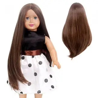 STfantasy Doll Wig para 18 "American Girl Doll AG OG Journey Girls Gotz My Life Brown Long Straight Hair Sintético Girls Gift 