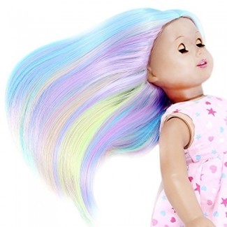  STfantasy Doll Wig para 18 "American Girl Doll AG OG Journey Girls Gotz My Life Ombre Multicolor, largo, liso, largo, sintético, regalo para niñas Lolita 